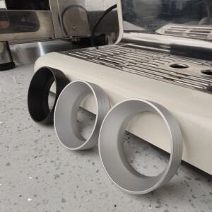 1개 에스프레소 파우더 드로퍼 링(각인 포함) 자석 잠금장치 4개 세 가지 직경으로 제공: 51mm 58mm