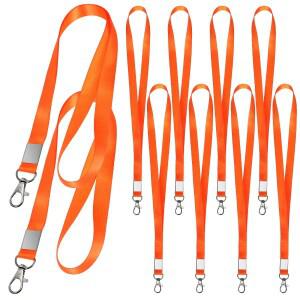 10개 오렌지색 폴리에스터 ID 랜야드 키홀더 카드 배지 폰 스트랩 대량 이름표 로프