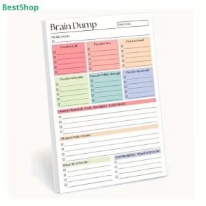 R 브레인 덤프 노트패드 생산성 및 목표 추적 색상 코드화된 작업 관리 플래너 패드(50/150매)