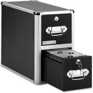 볼트즈 CD 케이스 홀더 - 서랍 2개와 열쇠 잠금 장치가 있는 파일 캐비닛 랙 14.5 x 15.5 인치 DVD 정리함