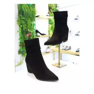 출근룩 [GO-CCE] 고세 여성 포인트토 웨지힐 셔링 앵클부츠 OZA5F063 7.5CM