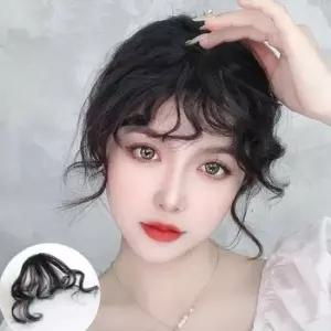 붙임머리피스 여성 고열사 시스루뱅 앞머리 가발 파마 헤어피스 1P