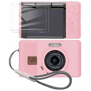 [미국배송] 2PCS 스크린 프로텍터와 랜야드가 장착된 코닥 픽스 프로 C1 디지털 카메라용 테듀백스 실리콘 케이스 - (핑크)