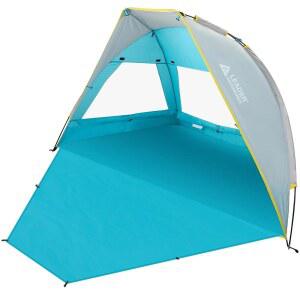 리더 액세서리 2-3인용 휴대용 비치 텐트, UPF 50 비치 쉐이드 텐트, 가능한 바닥이 있는 비치 텐트 선 쉘터 캐노피, 파란색