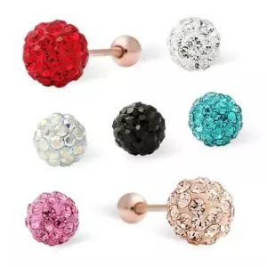 이너컨츠피어싱 금침 컬러 큐빅 미러볼 바 피어싱 14K