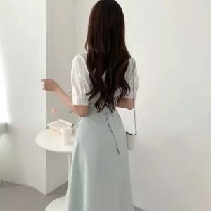 셔츠 롱 원피스 단정한 여성 하객룩 벨트 포함