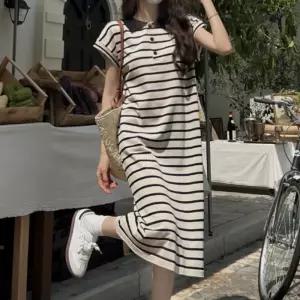 줄무늬 카라 원피스 롱기장 스트라이프 편안한 착용감 마실룩