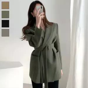 하객룩 미디라인 허리벨트 출근룩 단정한 모임룩 코트