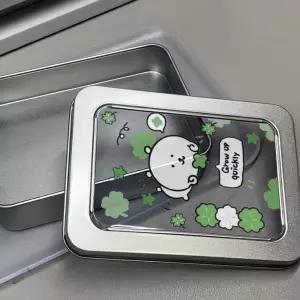 행운 곰돌이 곰 곰탱이 네잎클로버 틴케이스 사진 반지 귀걸이 악세사리 쥬얼리 수납함 보관함 박스 통