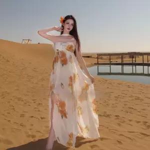 여성용 원피스 홀터넥 시폰 비치 쉬폰원피스 포토 슬리브 섬 언밸런스 바캉스 admr1