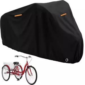 세발자전거 커버 3륜 자전거 오토바이 보관용 방수 보호 실외 방진 방풍 방지 트라이크 블랙 210D 옥스포드