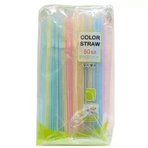 다채로운 파스텔 컬러풀한 자바라형 빨대 50입 10봉