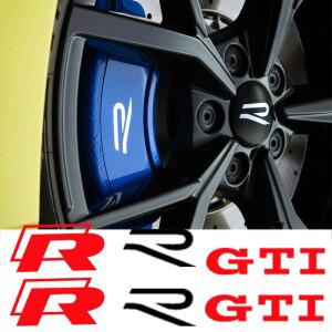 4개 자동차 캘리퍼 스티커 타이어 브레이크 커버 방수 필름 바디 데칼 (R라인 R 라인 골프 3 5 7 폴로 파사