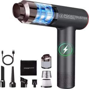 포켓 더스터 2-in-1 압축 공기 및 150000 고RPM 미니 진공 청소기 - 데스크탑 키보드 노트북 건조기 전자