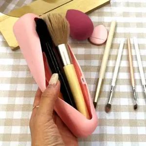 브러쉬파우치 방수 실리콘 메이크업도구 가방 핑크