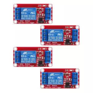 AEDIKO 4pcs DC 12V 릴레이 모듈 1 채널 보드(옵토커플러 절연 지원 높음 또는 낮음)