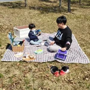 체크무늬 방수 피크닉 매트 초콜렛 대형