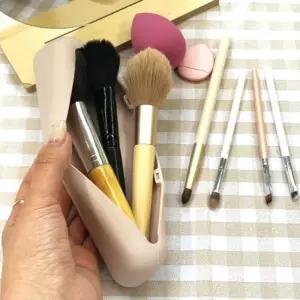 브러쉬파우치 방수 실리콘 메이크업도구 가방 베이지