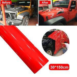 슈퍼 광택 빨간색 비닐 필름 랩 스티커 30x152CM 호일 장식 예비 완전 방수 방오 및 UV 저항