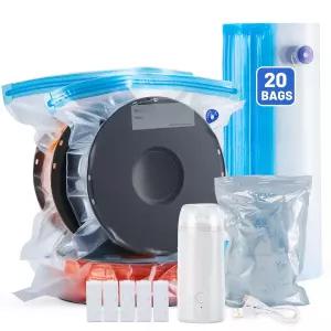 AGPTEK 3D 프린터 필라멘트 보관 가방 11.8×13.4인치(20팩) - 500mAh 전기 펌프 및 실리카겔 건조제가