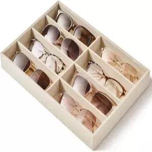 픽피프 서랍 선글라스 정리함 및 디스플레이 트레이 8개 격자 벨벳 스크래치 없는 안경 케이스