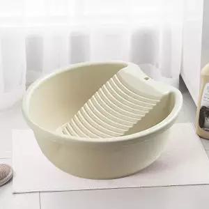 손세탁용 세면대 세탁대 플라스틱 미끄럼 방지 세탁조 손세탁판(베이지) 통합