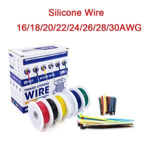 내열성 유연 실리콘 와이어 16-30AWG 전선 열수축 튜브 포함 연선 전기용 주석 도금 구리선