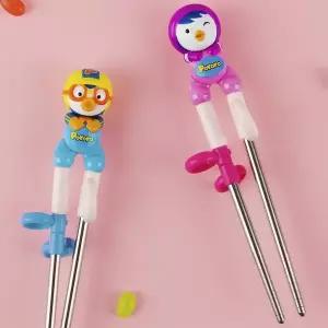 에디슨 뽀로로 교정용 입체 스텐 젓가락 오른손 1단계 교정용 어린이