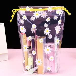 파우치 플라워 투명 여행용파우치 복조리형 18x25