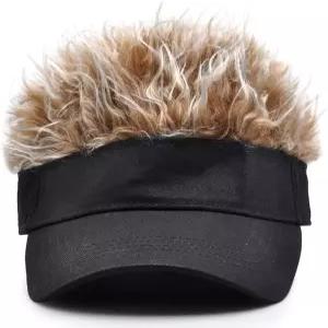 DS. 가짜 머리카락 프로스팅 팁이 있는 독특한 스타일의 재미있는 모자 남성용 가발 바이저 캡