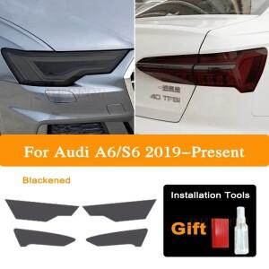 아우디 호환 A6 C8 S6 2019 2020 TPU 자동차 헤드 라이트 색조 검정색 보호 필름 미등 투명 스티커 액세서