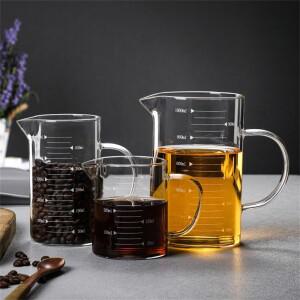 손잡이가있는 1pcs 유리 측정 컵 250/350/500/1000ml  붕규산 우유 커피 머그잔 내열성