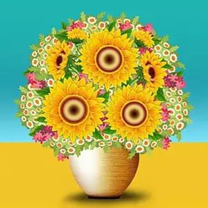 해바라기 화병 2 보석십자수 액자세트 30X30