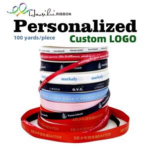 HAOSIHUI 6mm-100mm 맞춤 프린팅 플랫 리본 맞춤형 로고 폴리 에스터 웨딩 생일 새틴 100 yard/lot