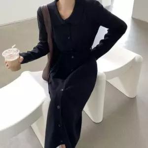 3컬러 루즈 니트 롱 원피스 OSM-1006877