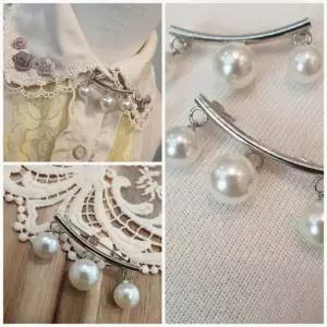 진주 브로치 고정 스트랩 클립 체인 옷핀