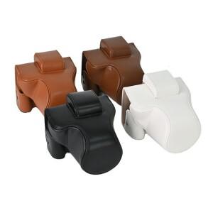 PU 가죽 카메라 케이스 캐논 호환 EOS M50 Mark II 용 스트랩 전신 가방 커버