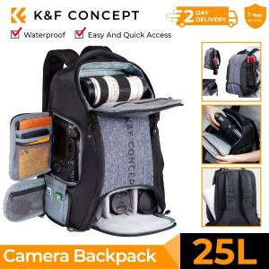 K&F CONCEPT 25L 카메라 백팩 충격 방지 DSLR/SLR 가방 (삼각대 스트랩 및 레인커버 포함 15인치 노트북 수