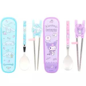 산리오 시나모롤 쿠로미 스텐 젓가락 교정기 수저 스푼 글라이더 케이스 3P 세트
