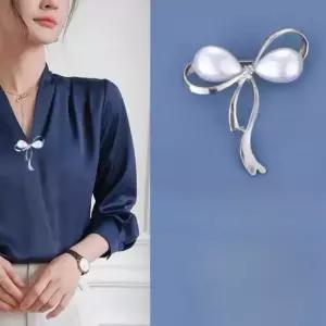 매너 다이아몬드 리본 옷핀 예쁜 브로치 코트 클립