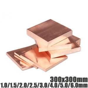 300x300mm T2 구리 사각 플레이트 줄 두께 1mm-5mm 너비 300mm 빨간색 DIY 용접/금속 가공