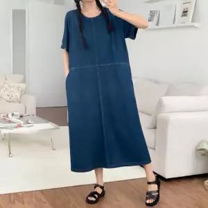 빅사이즈 603 청박스포켓반팔원피스 DRDS518