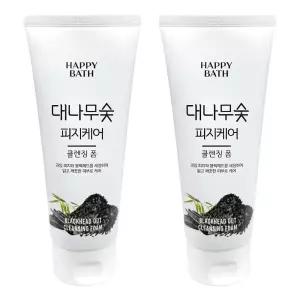 대나무숯 해피바스 피지흡착 클렌징폼 블랙헤드제거 200ml 2개