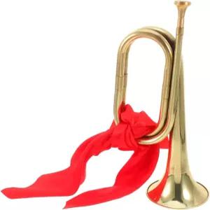 구리 합금 버글 혼 12.99인치 황금 트럼펫 휴대용 관악기 초보자용 클리어 크리스프 사운드 악기 연습 및