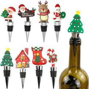 메리 크리스마스 와인 병 마개 바 파티 장식 공예품 PVC 보존 코르크 트리 눈사람 신선도 유지
