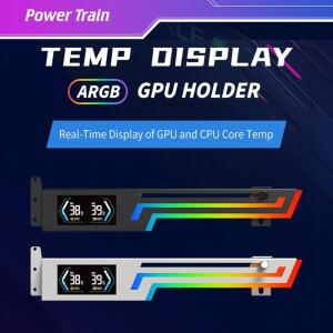 Power Train Z-X6 온도 디스플레이 그래픽 카드 브래킷 5V 3PIN ARGB AURA SYNC VGA 홀더 높이 조절 가능
