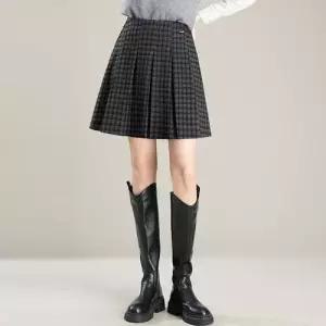 스커트 치마 가을 여성 데일리 A라인 체크 쇼트 볼륨 플리츠 SPO마켓3