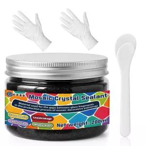 GDDP 200g 블랙 크리스탈 모자이크 그라우트 수제 채우기 틈새 타일 DIY 공예 프로젝트 모자이크에 완벽한