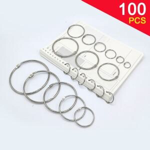 100pcs 금속 링 바인더 DIY 앨범 서클 루스 리프 책 고리 오프닝 사무실 바인딩 용품  15/20/25/30/35/43mm