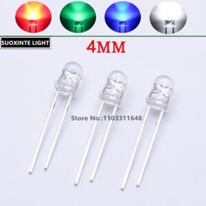 하이라이트 F4 4mm 대형 칩 LED 흰색 빨간색 진정한 녹색 파란색 밥솥 표시등 발광 다이오드